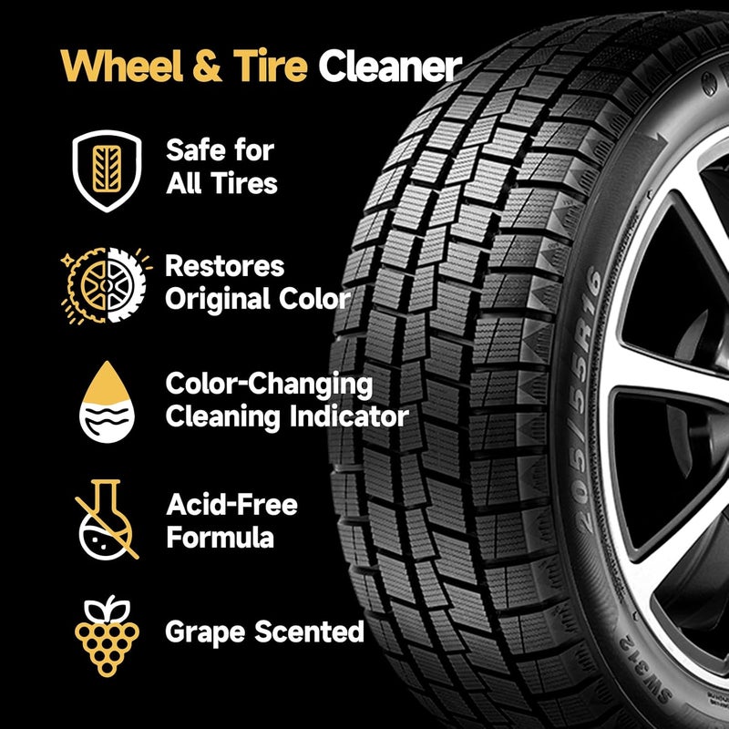 toretark Wheel Cleaner & Tire Cleaner & Rim Cleaner, Professional 3 in 1 Car Wash Iron Remover Cleaning Spray for Car Detailing Supplies 16 Fl Oz - Image 3